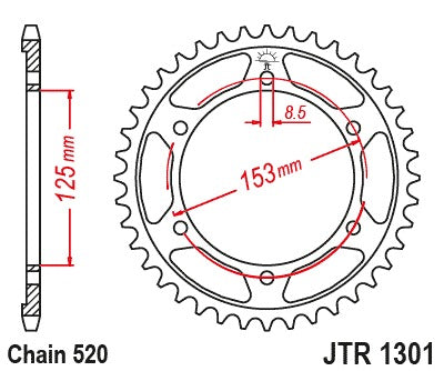 JT Sprockets Rear OE Steel T40 #520 JTR1301.40 40T