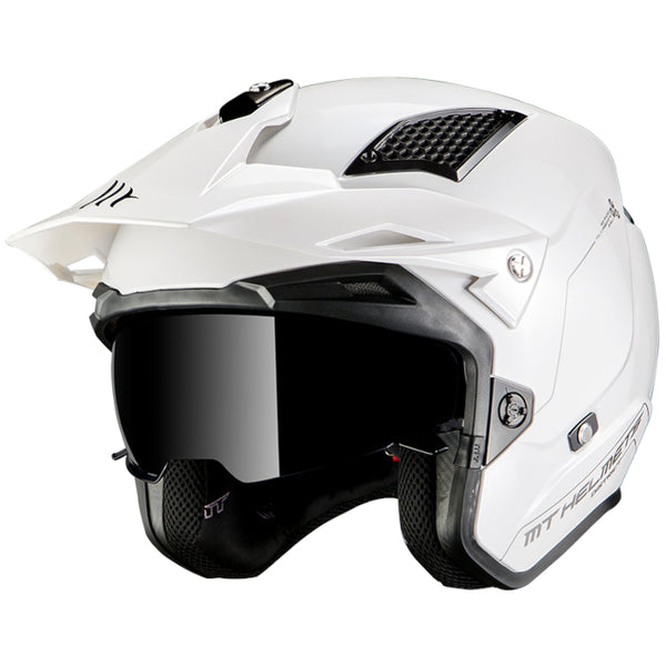 MT District Open Face Helmet Gloss White Small
