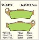 Vesrah Sintered Brake Pads VD947JL Alt: AX35181
