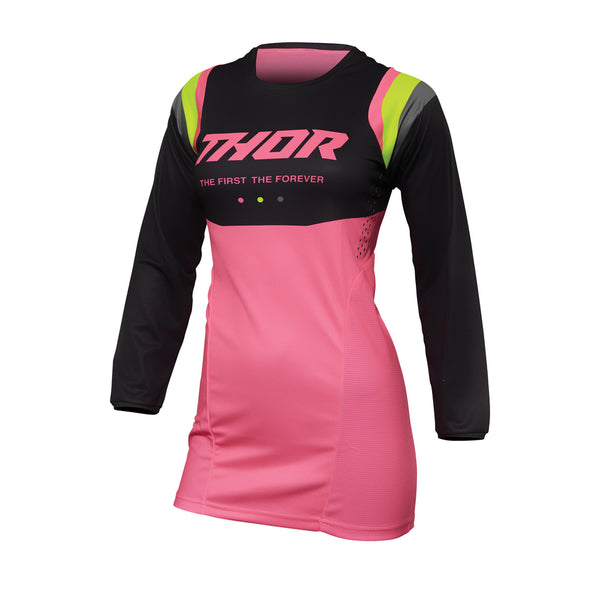Thor Mx Jersey S22 Pulse Women Rev Charcoal/Flo.Pink Size Xlarge