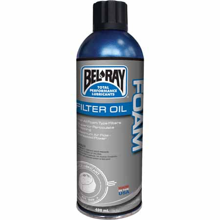 Bel-Ray Foam Filter Oil is an aerosol air filter oil for all street, off-road and racing foam air filter applications.