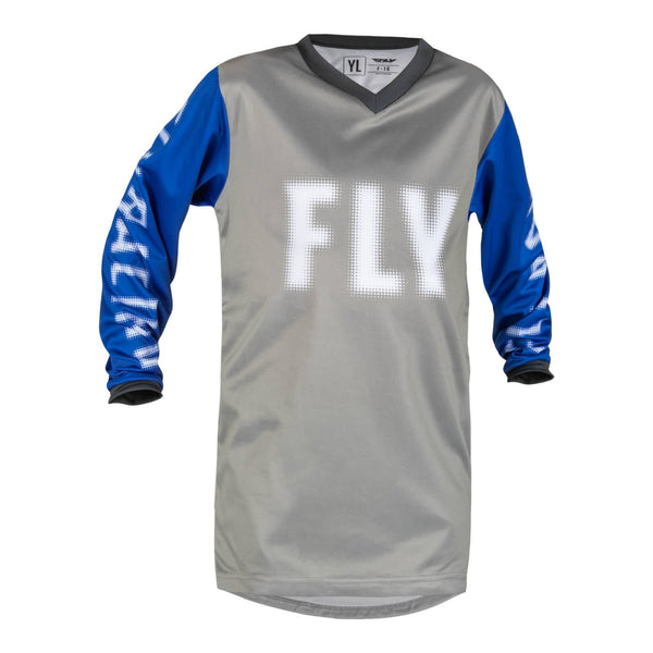 Fly Racing 2023 F-16 Youth Jersey - Grey / Blue Size YL