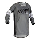 Fly Racing 2023 Youth Kinetic Khaos Jersey Grey Black white Yx