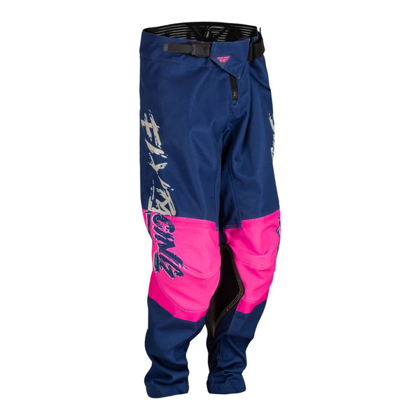 Fly Racing '23 Youth Kinetic Khaos Pants Pink navy tan Size 20