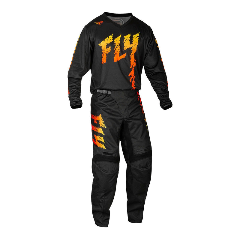 Fly Racing 2024 Youth F-16 Pants - Black / Yellow / Orange Size 22