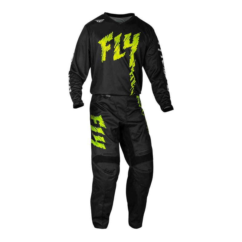 Fly Racing 2024 Youth F-16 Pants - Black / Neon Green / Light Grey Size 22
