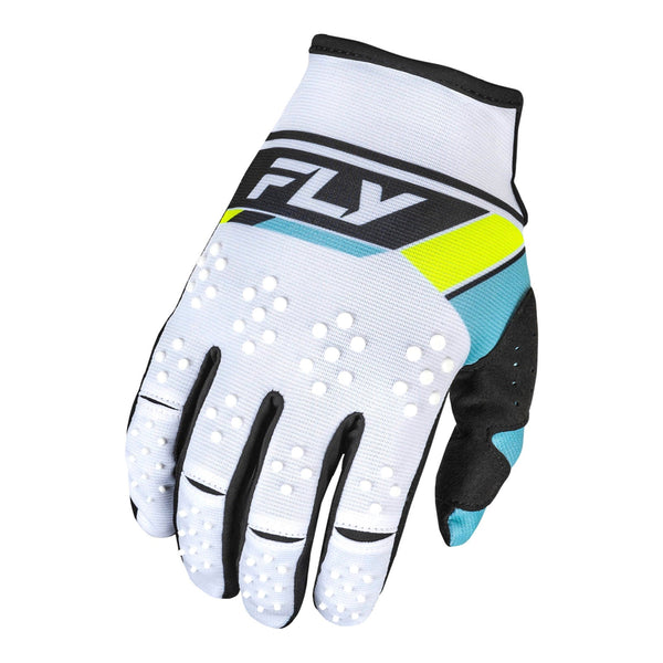 Fly Racing 2024 Kinetic Prix Gloves - White / Black / Hi-Vis Size Large