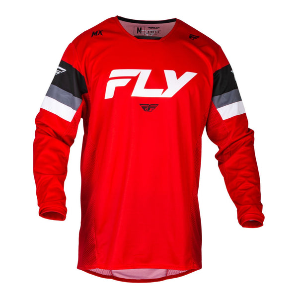 Fly Racing 2024 Youth Kinetic Prix Jersey - Red / White / Grey Size YL