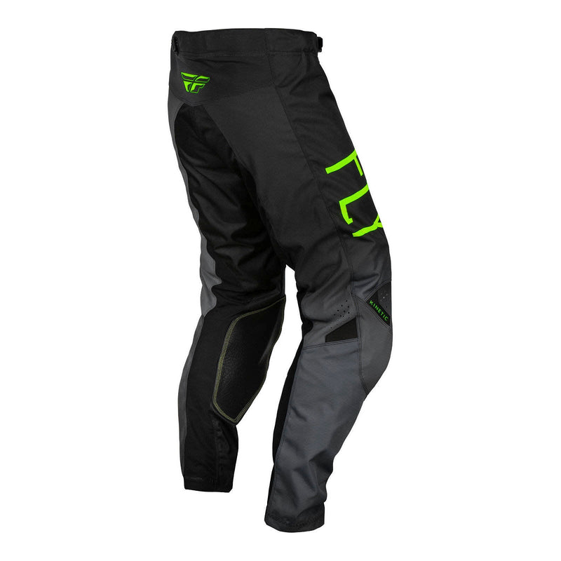 Fly Racing 2024 Youth Kinetic Pants - Charcoal / Neon Green / True Blue Size 22