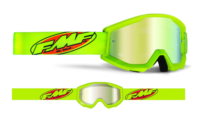 FMF POWERCORE Motocross MX Goggles Core Yellow Hi Vis - Clear Lens
