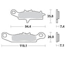 Moto Master Brake Pads Front Pro Sintered Left Kawasaki 095411