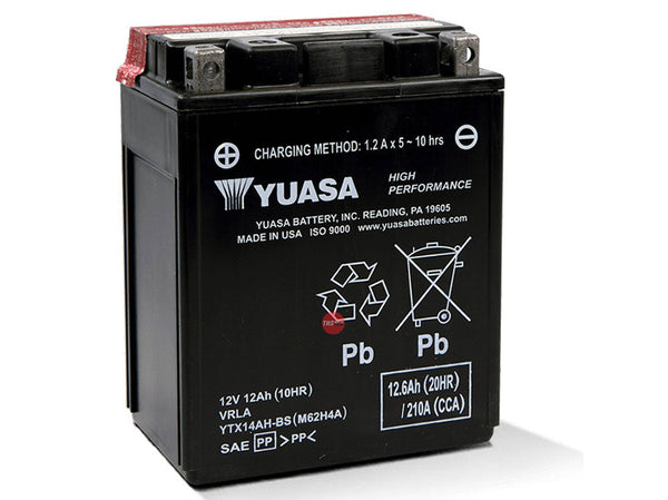 Yuasa YTX14AHBS DG Battery w acid USA AltYB14A2/B2 YB14AA1/2