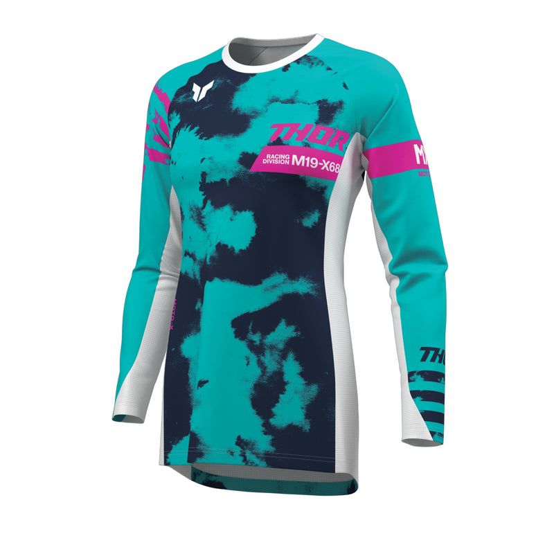 Thor MX Jersey S26  Womens Launchmode Bleach White Aqua Medium
