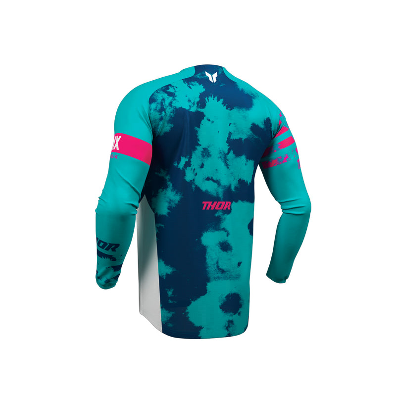 Thor MX Jersey S26  Youth Launchmode Bleach White Aqua 2XS