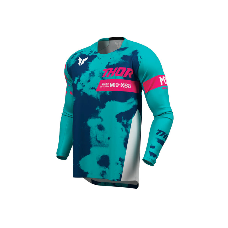 Thor MX Jersey S26  Youth Launchmode Bleach White Aqua 2XS