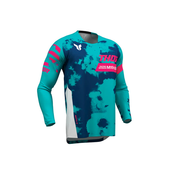 Thor MX Jersey S26  Youth Launchmode Bleach White Aqua 2XS