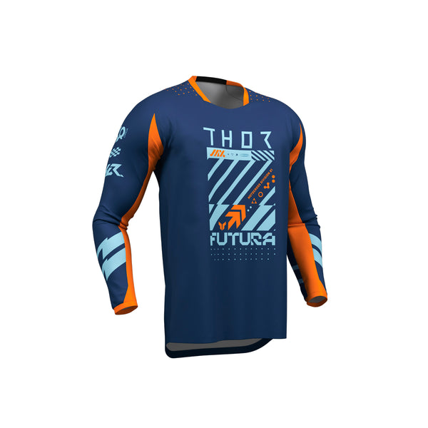 Thor MX Jersey S26  Youth Launchmode Futura Navy Orange Small