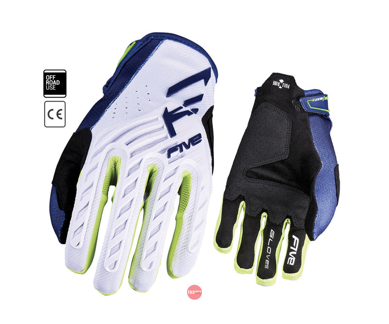 Five 10/L MXF3 Evo Navy/white/fluro Glove Size Large