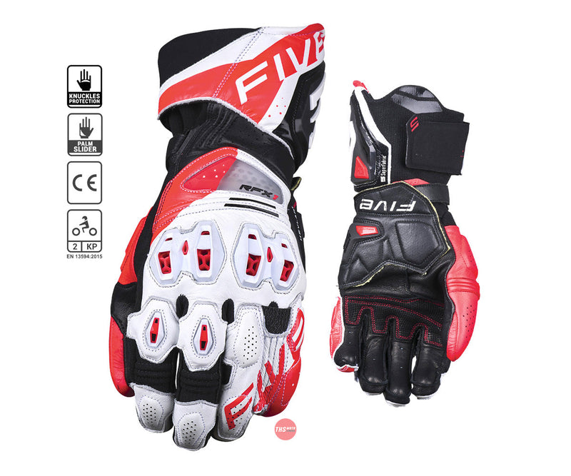 Five 13/3XL RFX1 Evo White/red Race Gloves Size 3XL