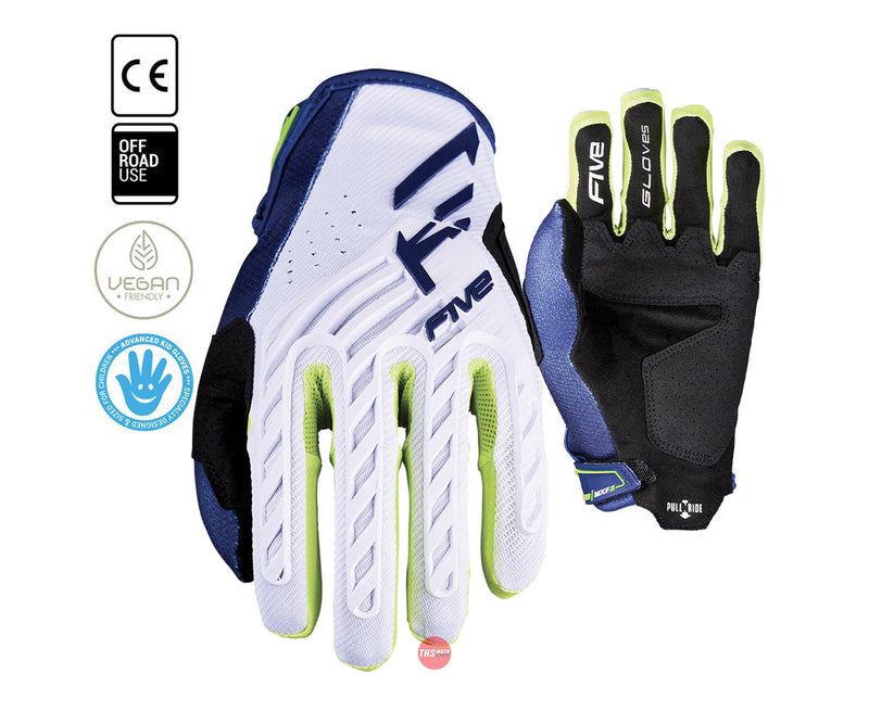 Five 02/XS MXF3 Evo Kid Navy/white/fluro Glove Size XS