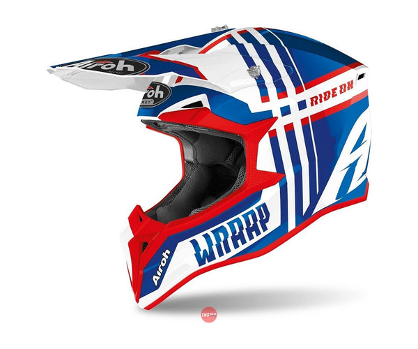 Airoh Wraap Broken Red/Blue Off Road Helmet Youth Size 2XS 52cm