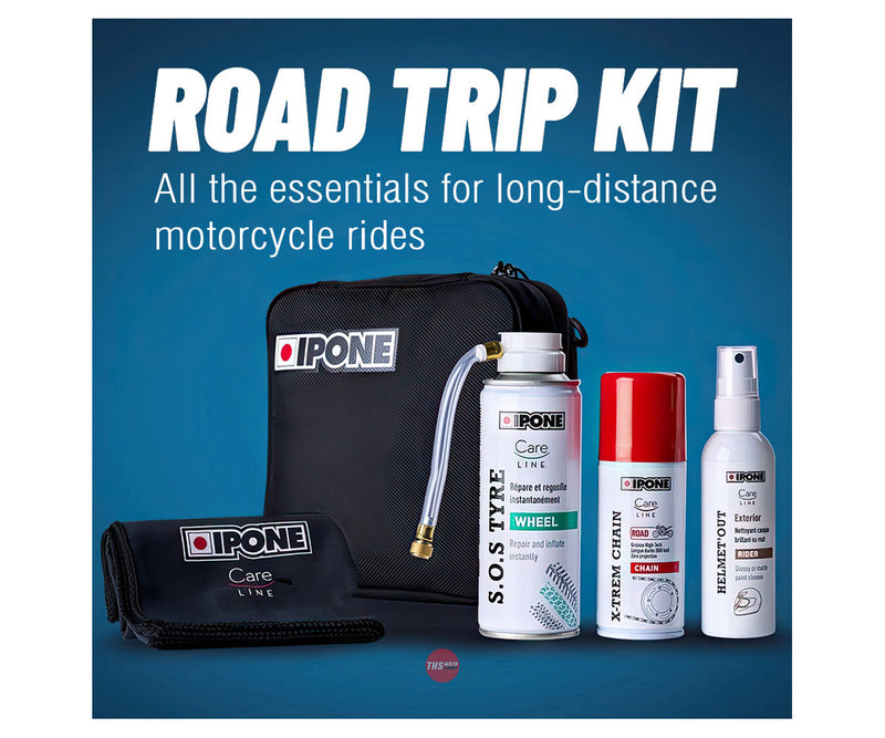 Ipone Road Trip Kit With X-trem Lube / Sos Tyre Helmetout Wipe