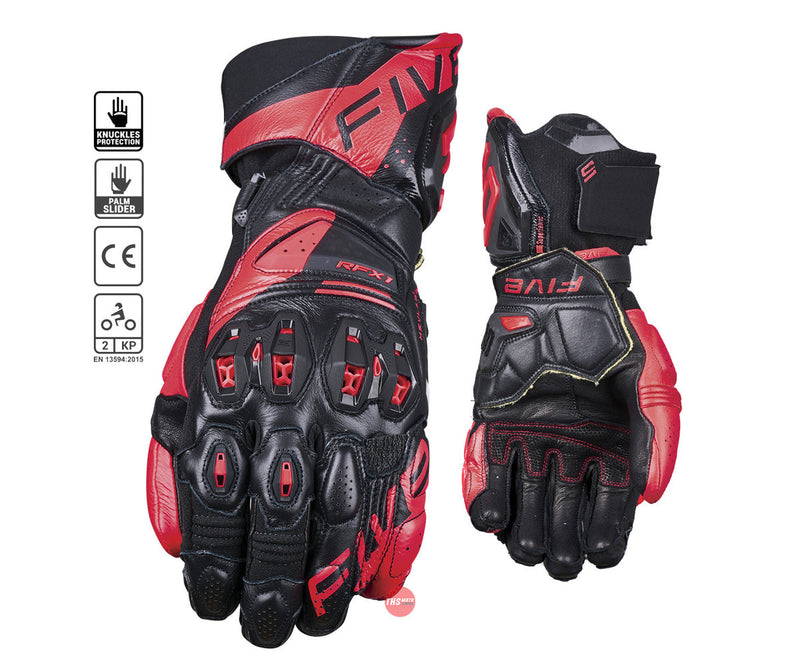 Five 12/2XL RFX1 Evo Black/red Race Gloves Size 2XL