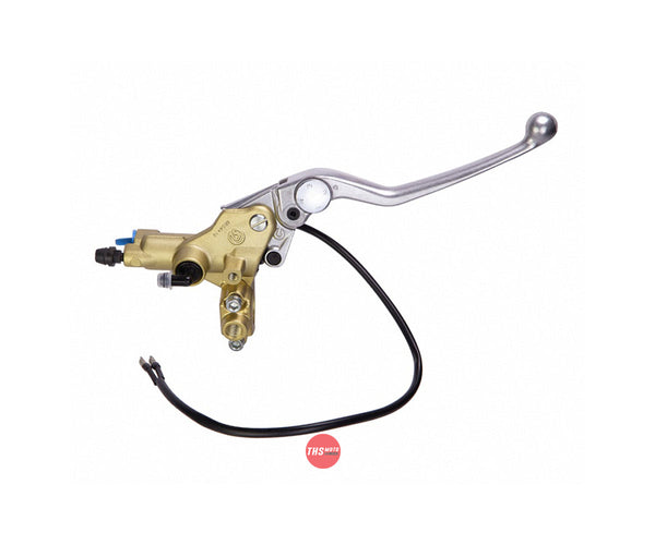 Brembo Front Brake Master Cylinder. Ps16 Remote Res. Gold With Left Hand Mirror Mount