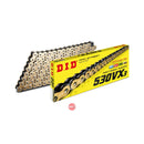 DID 530VX3 Chain x 118ZB Gold & Black solid bush rivet link - THS MOTO