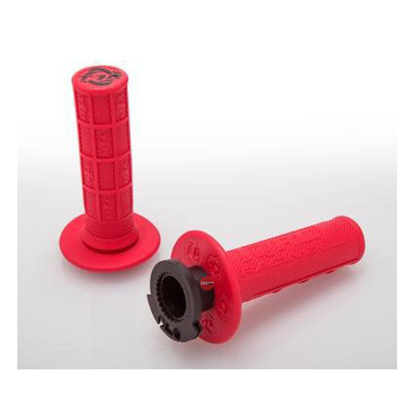 Torc1 Racing Defy Mx Lock On Grips 1/2 Waffle Soft Compound Includes 4 Stroke Throttle Cams Red