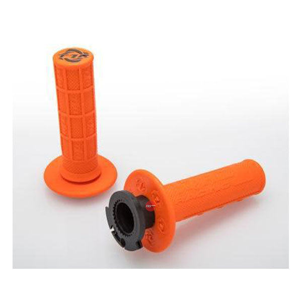 Torc1 Racing Defy Mx Lock On Grips 1/2 Waffle Soft Compound Includes 4 Stroke Throttle Cams Orange