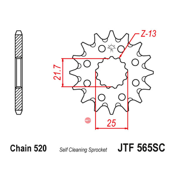 JT Sprockets Front OE Steel Self Cleaning T13 #520 JTF565.13SC