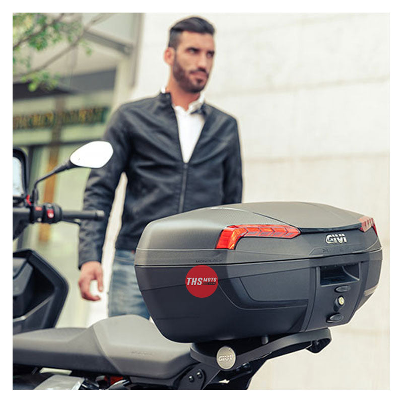 Givi Monolock Top Box 46Lt Riviera Black Tech Reflectors