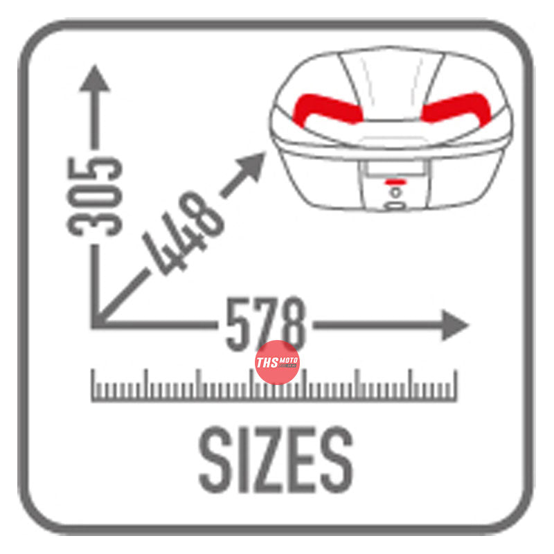 Givi Monolock Top Box 46Lt Riviera Black Tech Reflectors