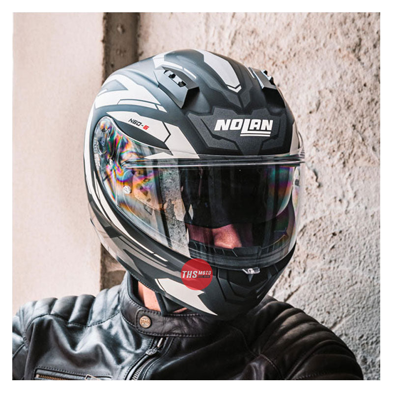 Nolan Helmet N60-6 Anchor Flat Black / White Size 2XL THS Moto NZ