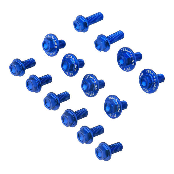 Zeta Aluminum Bolt Set Plastics DRZ400S SM 14PCS Blue ZE885546