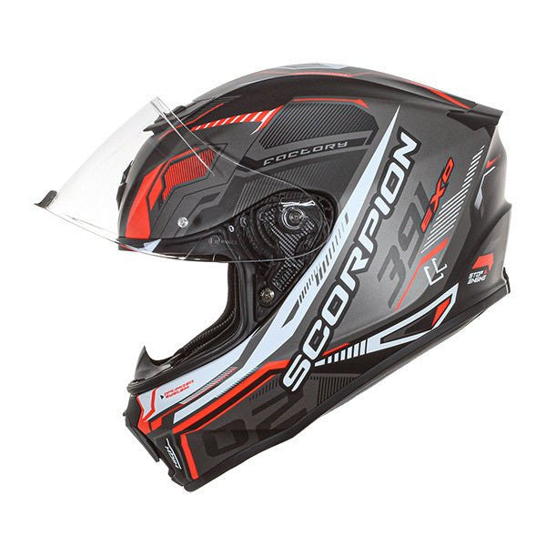 Scorpion EXO-391 HAUT Matt Black Silver Red Road Helmet Size 2XL 63cm