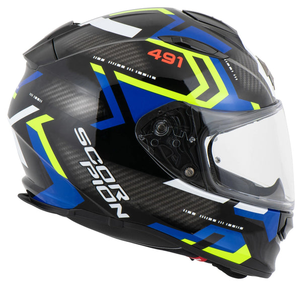 Scorpion EXO-491 SPIN Black Blue Neon Yellow Road Helmet Size 2XL 63cm
