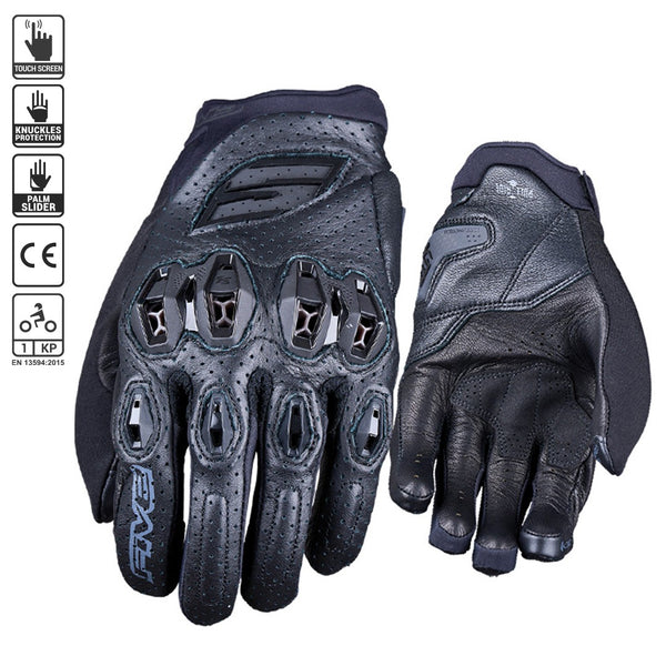 Five Gloves STUNT EVO2 LEATHER Black Size Large 10 Motorcycle Gloves