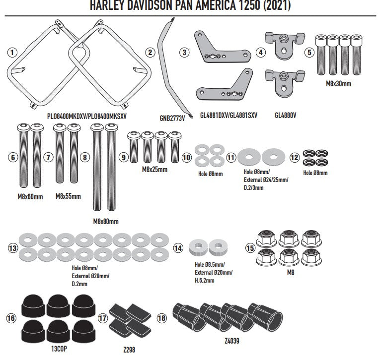 Givi Side Rack One-fit Monokey Harley Davidson Pan America 1250 '21-> PLO8400MK