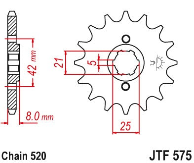 JT Sprockets Front OE Steel T14