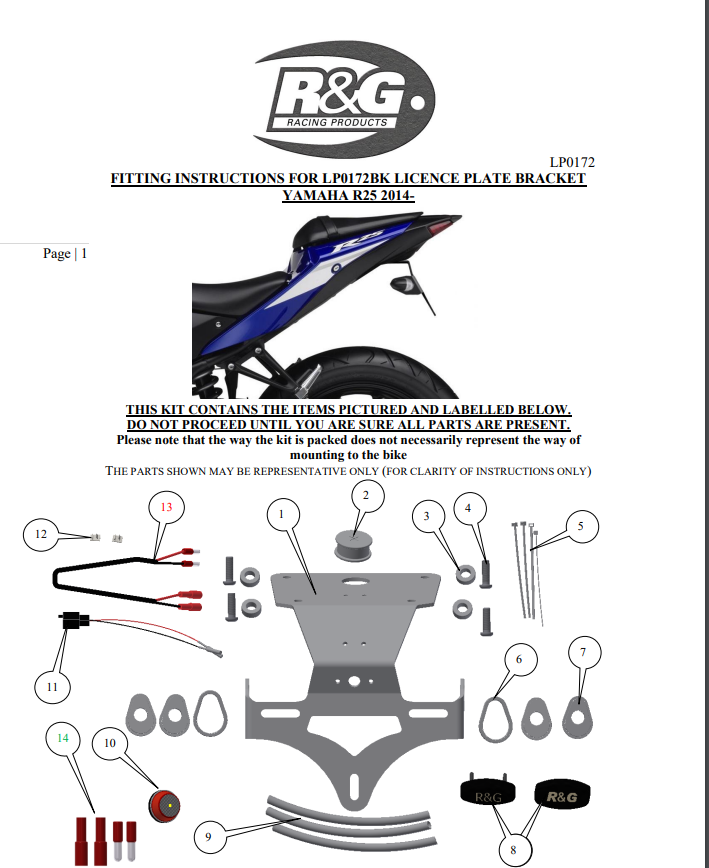 R&G Tail Tidy Yamaha R25 14-, MT-25 15-, MT-03 16 -23, and R3 15- model Black