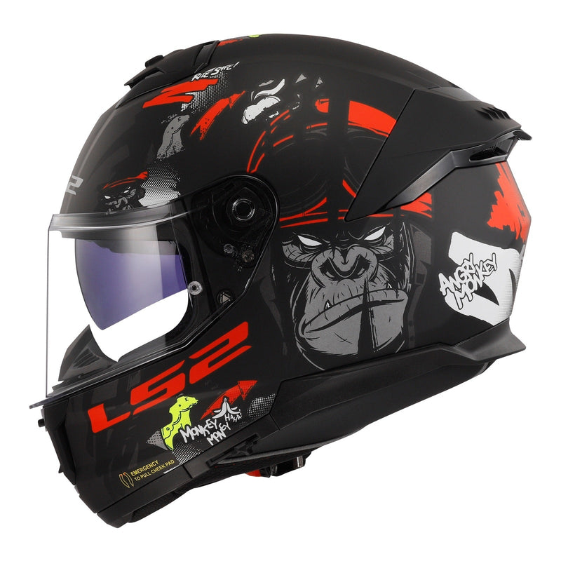 LS2 FF808 Stream II Angry Monkey Helmets - Matte Black / Red 06 Size 2XL 64cm