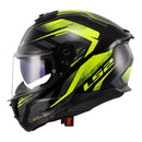 LS2 FF808 Stream II Fury Helmet- Black / Hi-Vis Yellow 06 Size XS 54cm