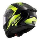 LS2 FF808 Stream II Fury Helmet- Black / Hi-Vis Yellow 06 Size XS 54cm