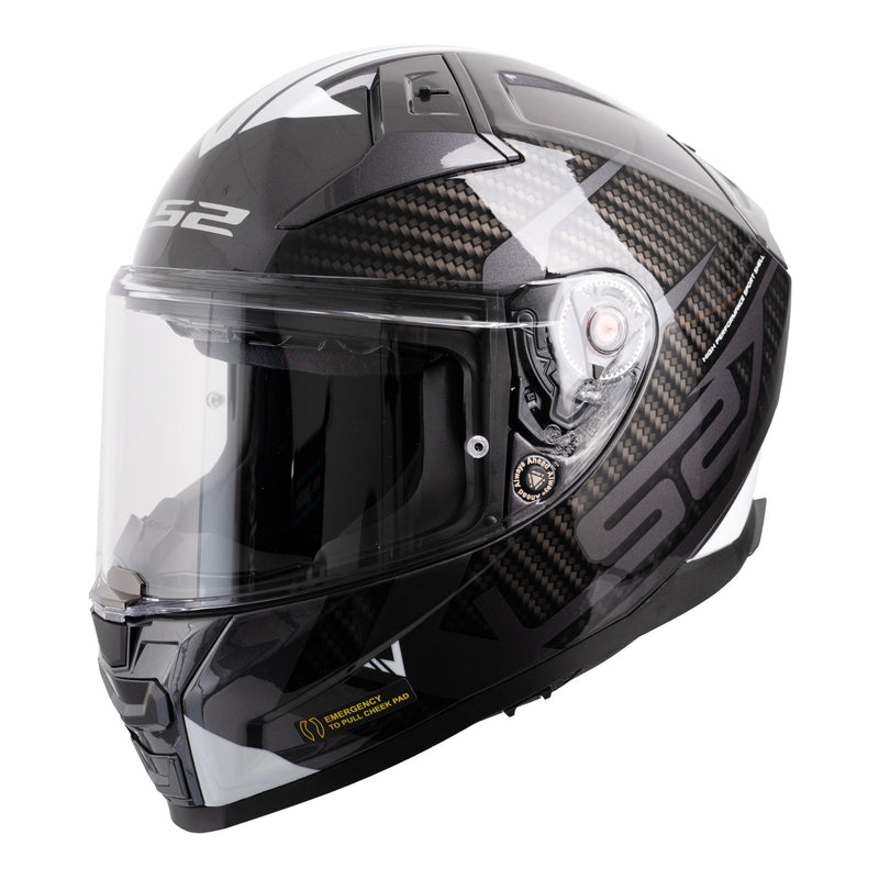 LS2 FF811 Vector II Splitter Helmets - Gloss Black / White 06 Size XS 54cm