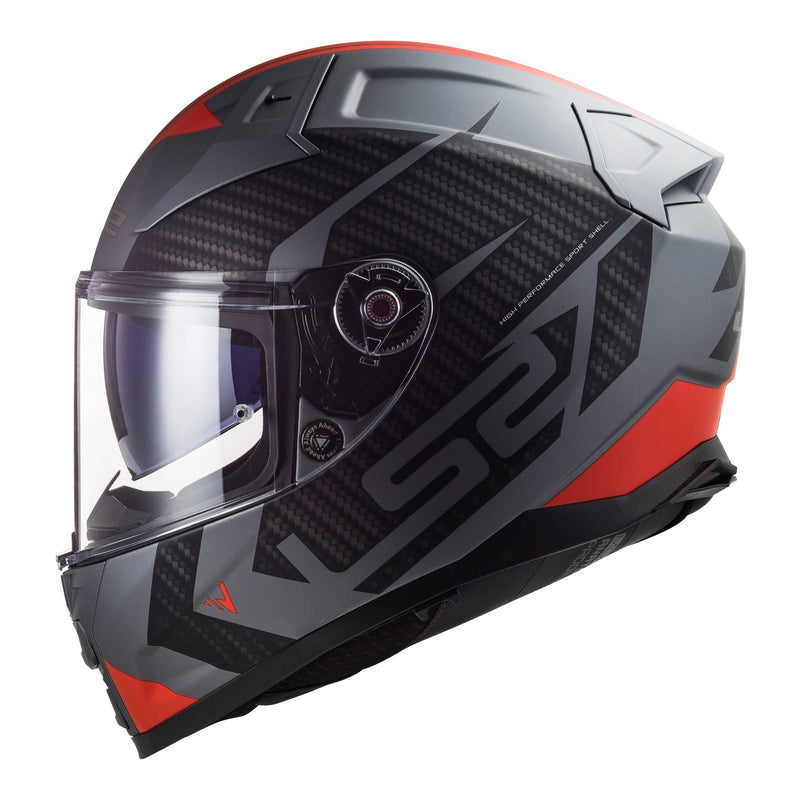 LS2 F881 Vector II Splitter Helmets - Matte Titanium / Red Size XL 62cm