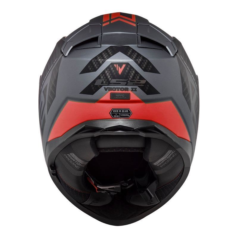 LS2 F881 Vector II Splitter Helmets - Matte Titanium / Red Size XL 62cm