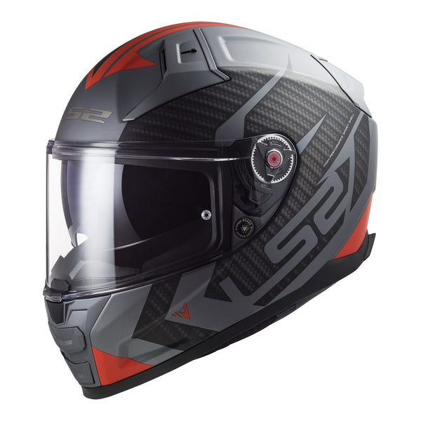 LS2 F881 Vector II Splitter Helmets - Matte Titanium / Red Size XL 62cm