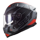 LS2 F881 Vector II Splitter Helmet - Matte Titanium / Red Size Large 60cm